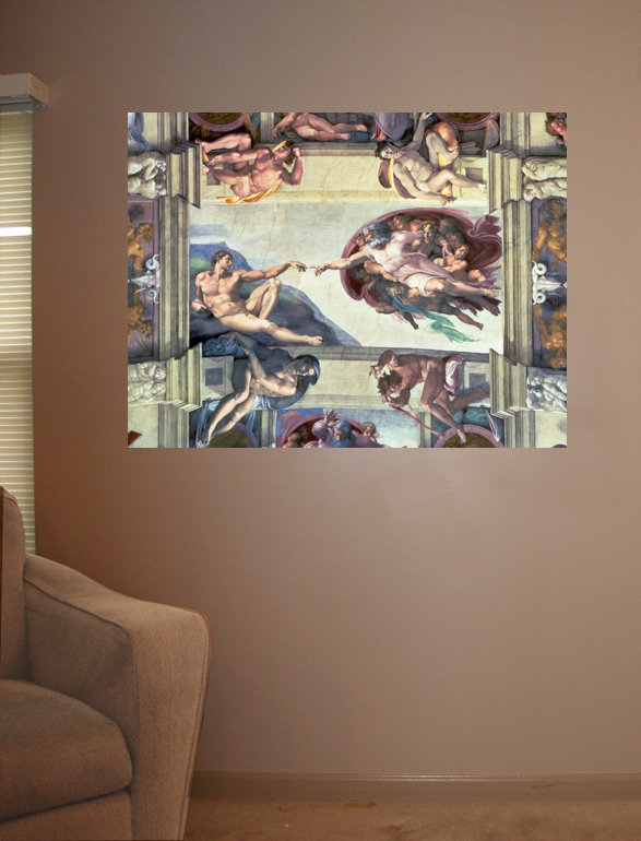 "Création d'Adam" par Michelangelo - impression d'art graphique, H 18 po x l 24 po