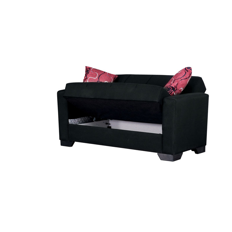 Canapé-lit à accoudoirs carrés 63 po Tansu, Polyester noir