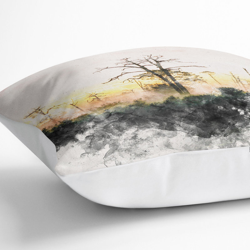Fog over Woodland Cushion with Filling, 55cm H x 55cm W x 20cm D, White