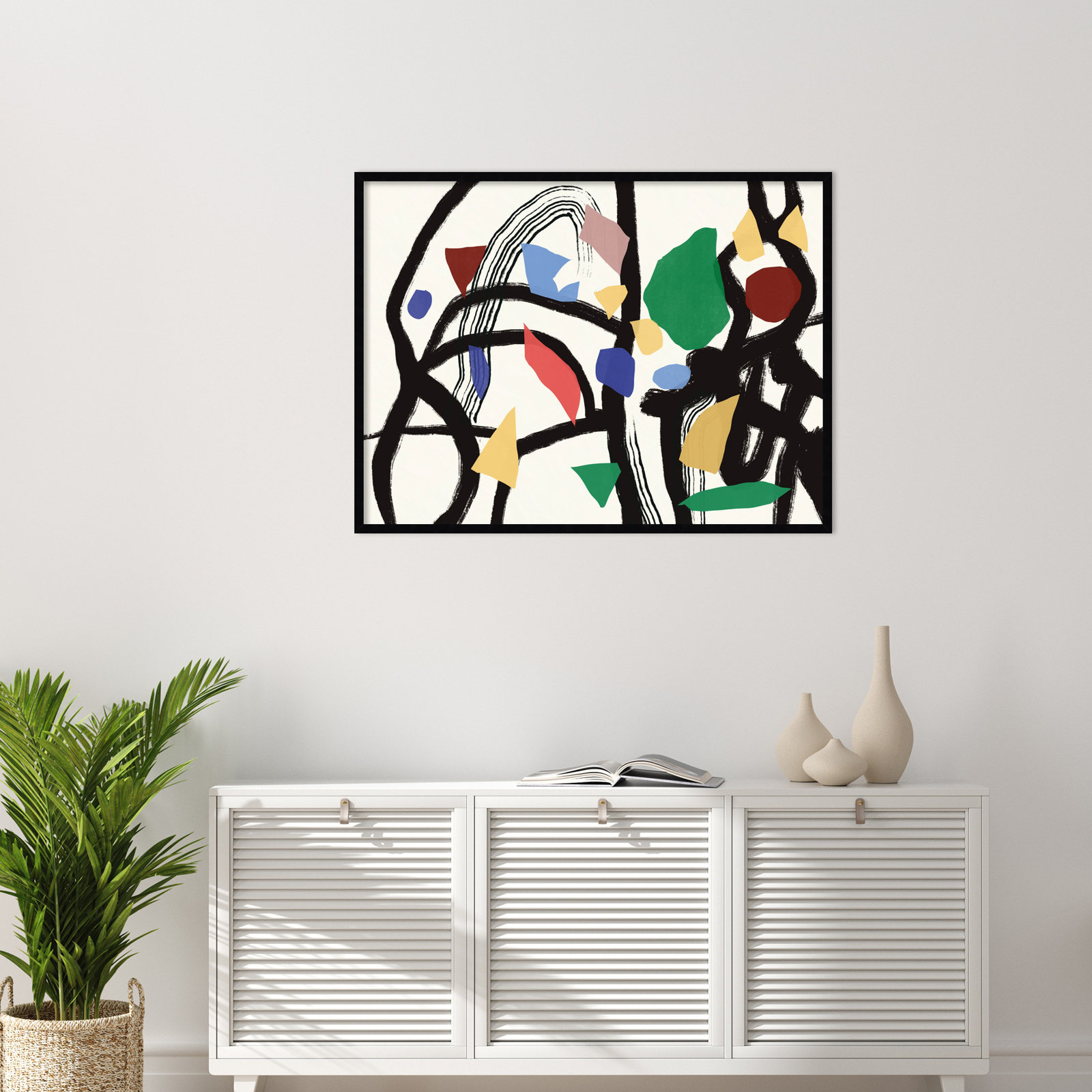 Colors in the Forest 03 by Little Dean Wood Framed Wall Art Print, 31" H x 41" W, Black