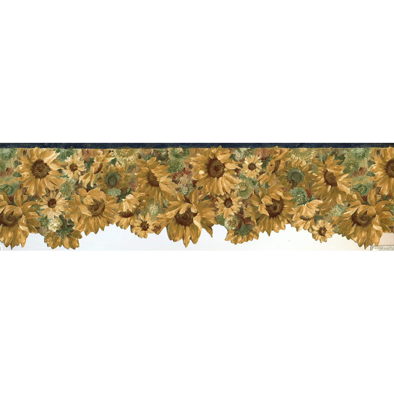 Bordure de papier peint L 15 pi x l 6,25 po Sunflowers Leaves