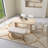 Natural Solid Wood Dining Table Set With Bench - 6-Piece Upholstered Chair Rectangular Dining Room Table Set With Bench, 2-Color Modern Farmhouse Kitchen Furniture-1873106663-1873106662