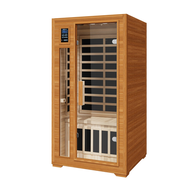 Sauna infrarouge d'intérieur 1 personne avec 6 chauffages Mica, Bluetooth et lumières de chromothérapie