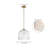 1-Light Ribbed Glass Pendant Light with Matte Brass Accents