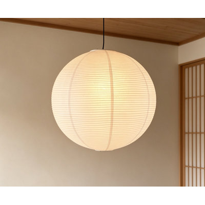  22 Inches Round White Paper Pendant Lamp Shades, Handcrafted Chinese Rice Paper Lantern Ceiling Light Cover