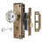 Upgraded Reversible Mortise Lock Set Antique Brass Crystal Glass Door Knobs with Lock Skeleton Key for Interior