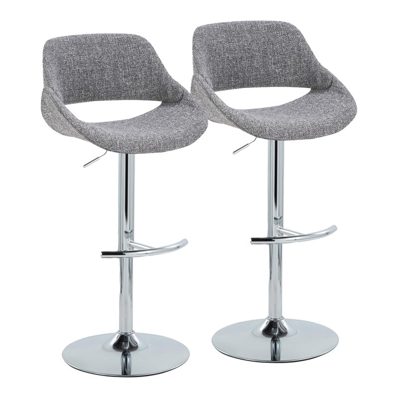 Tabouret de bar contemporain réglable avec pivot, Blue Seat/Silver Frame