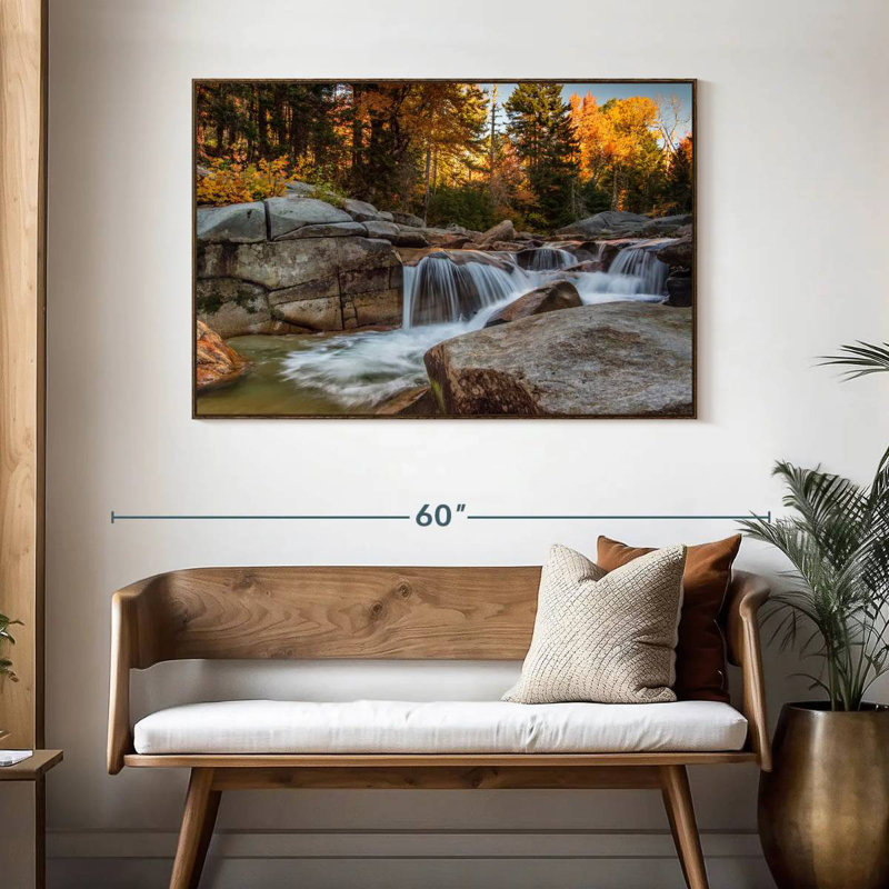 Mont Washington, été indien, 46 po x 31 po, Cadre flottant noyer