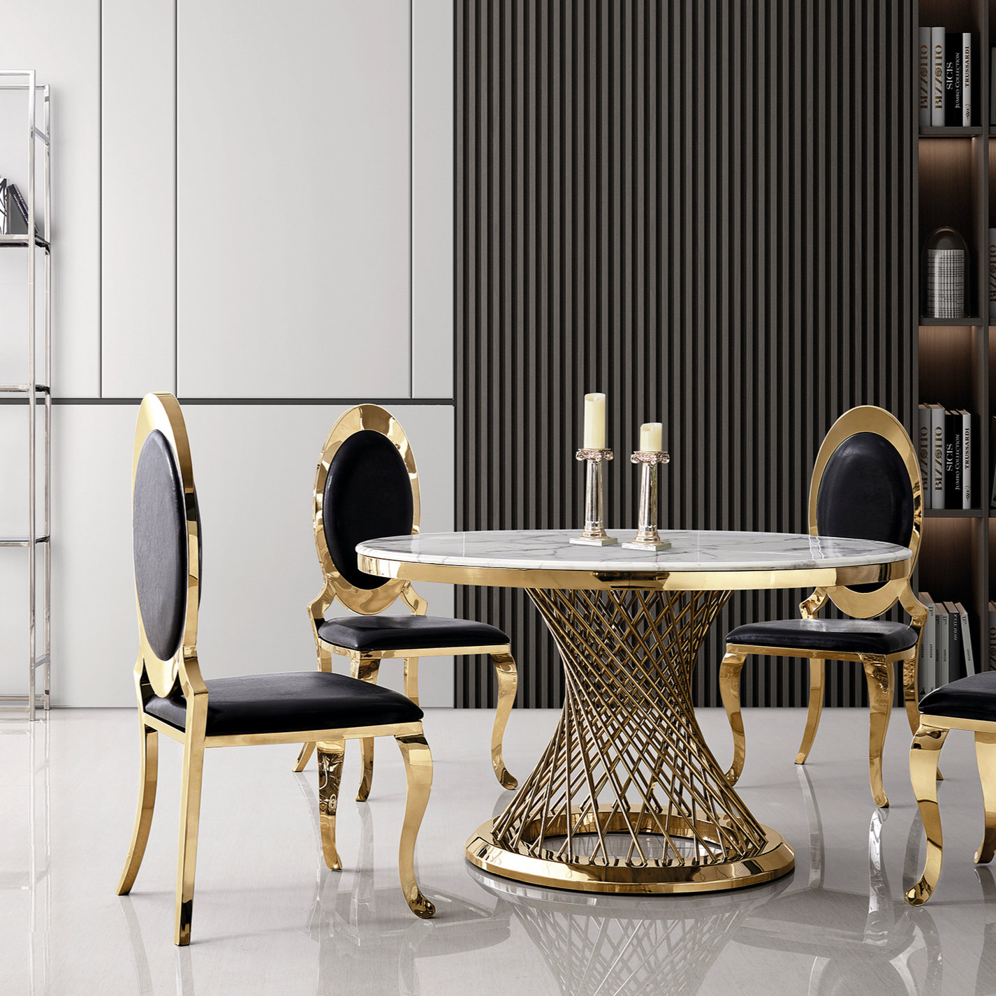 Everly Quinn Morissette Round White Marble Dining Table - Wayfair Canada