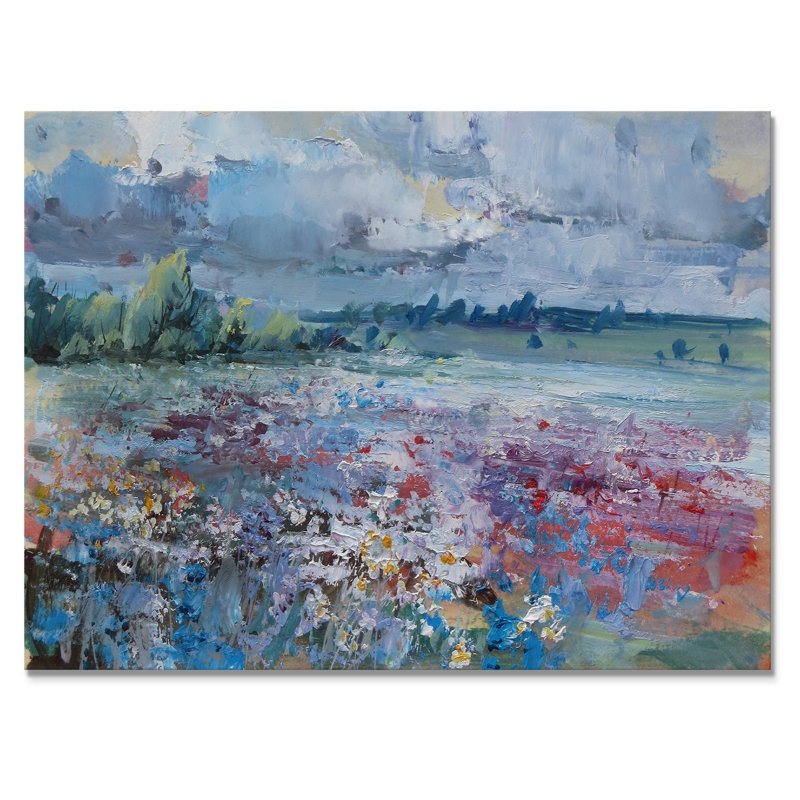 «Scenery Wildflowers Blooming», peinture sur toile, H 8 po x l 12 po x P 1 po, Toile tendue