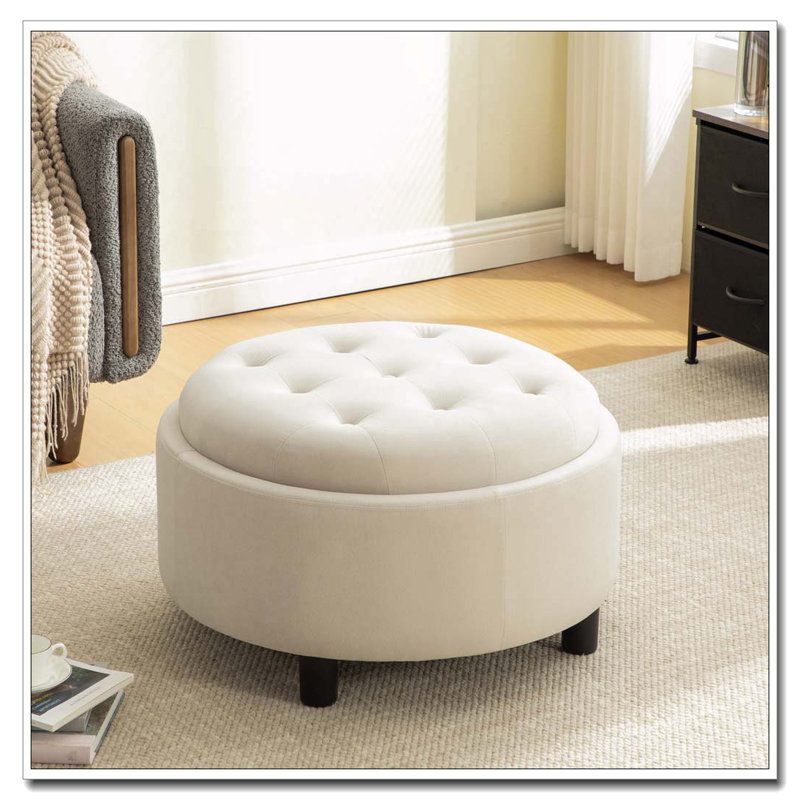 Repose-pieds rembourré l 29,33 po, Beige