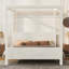 Grand lit plateforme à baldaquin avec tête et pied de lit en velours côtelé, mobilier de chambre élégant et confortable-741871464