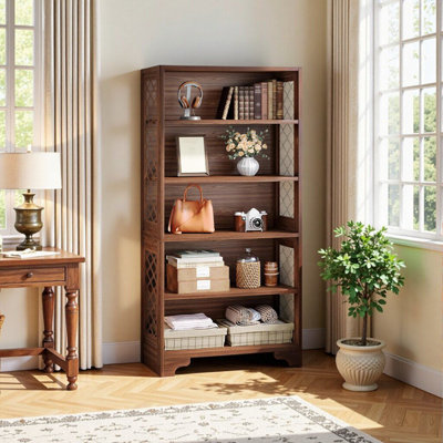 70.8 Inch Freestanding Mid-Century X-Design Bookcase