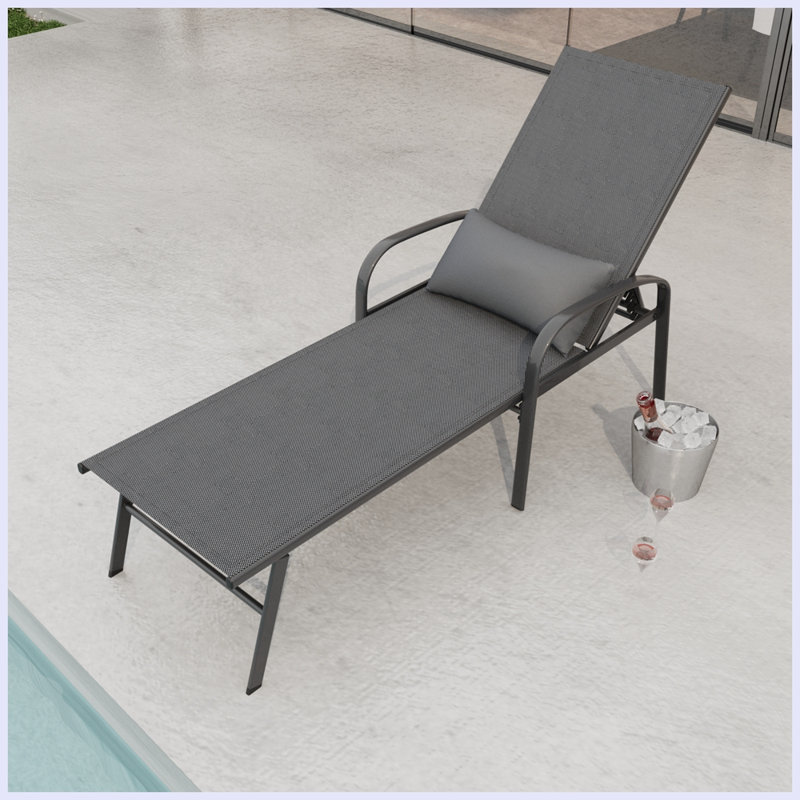 Outdoor Patio Swimming Pool Lounge With Pillow, 1