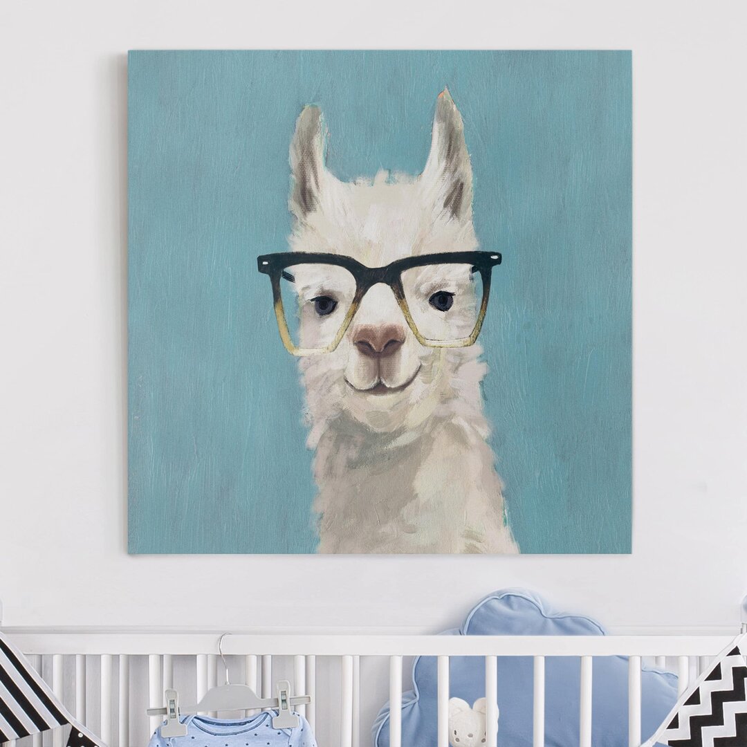 Leinwandbild Lama mit Brille IV