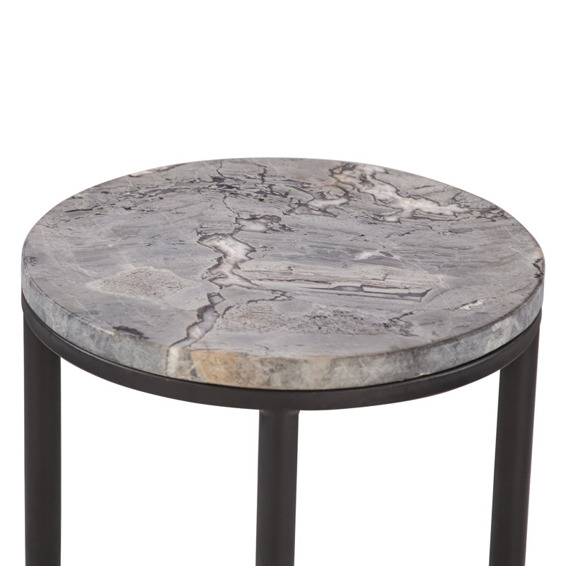 Mumbai 17" Side Table in Grey Septarian with Iron Base