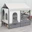 Lit House avec 2 grands tiroirs, bibliothèque latérale avec bande DEL-1859199889