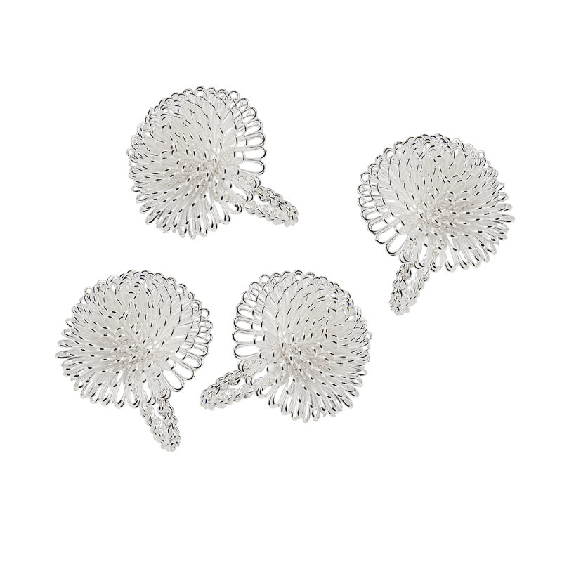 Aster Bloom Napkin Ring, Platinum