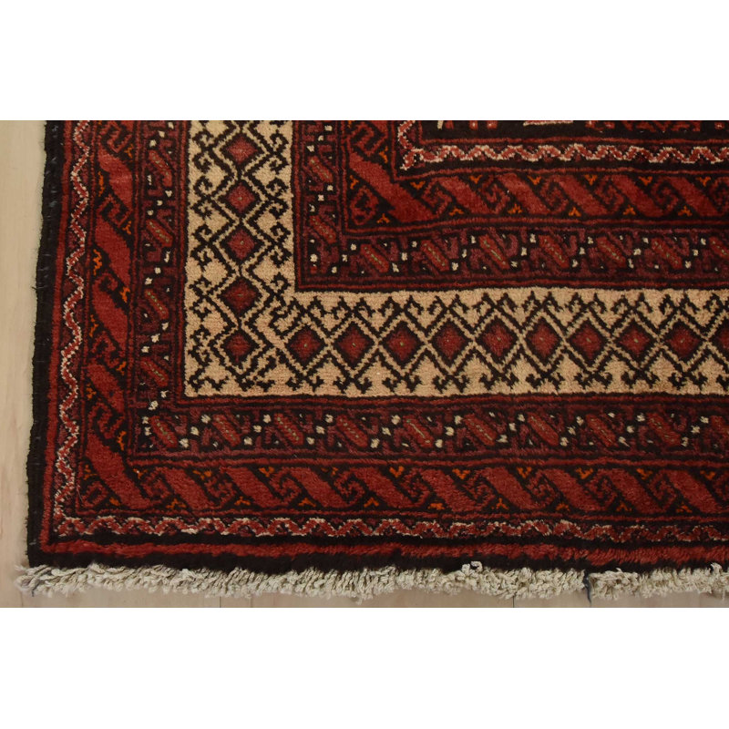 Tapis Baloch 3’4” x 6’5” en laine noire tribale vintage noué à la main