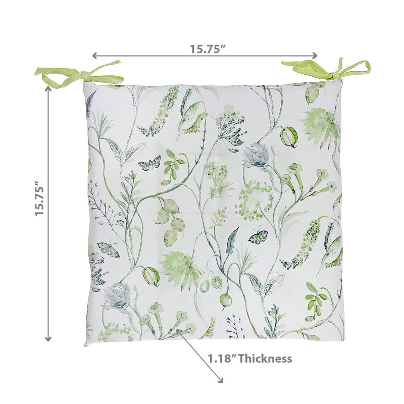 Light Green Polyester Outdoor Tufted Chair Pad Set