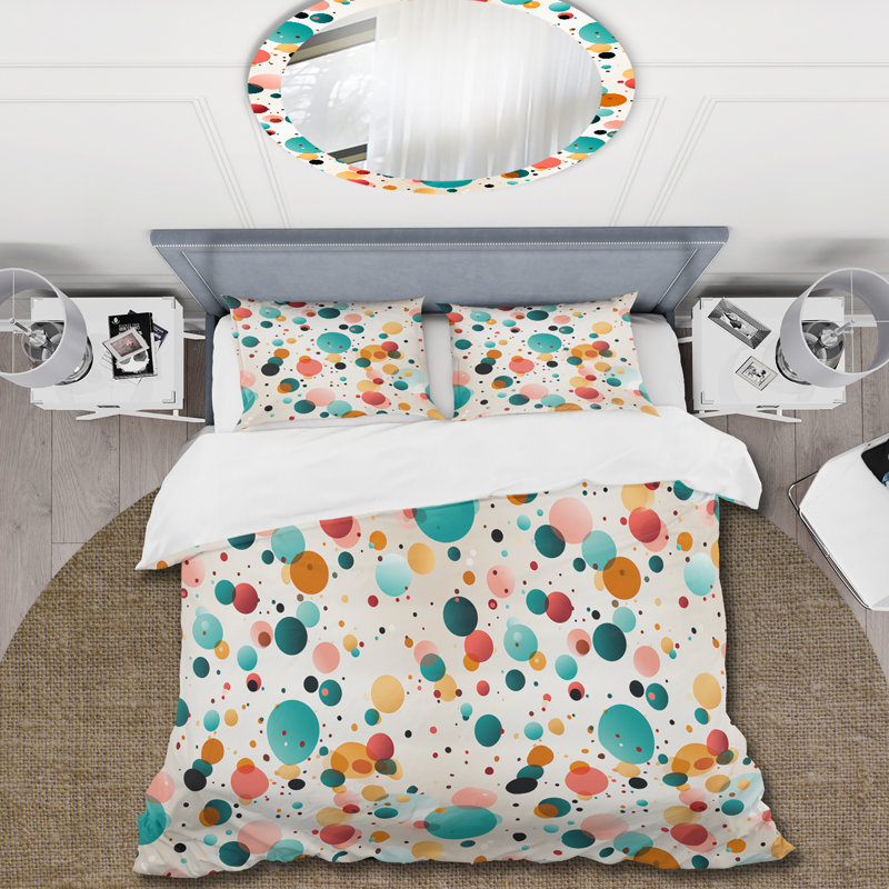 Ensemble de housse de couette à pois Vibrant Multicolor Polka Dots Pattern III