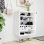  Armoire à chaussures en bois d'ingénierie blanc lustré 23,6 x 13,8 x 27,6 po-891671712