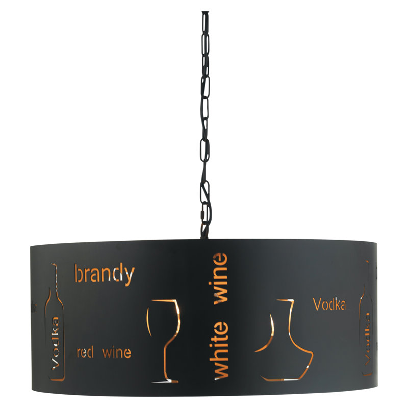 Landrum 5 - Light Black/Gold Drum Pendant
