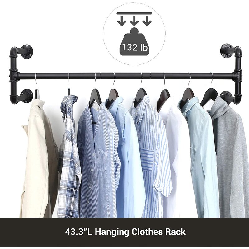 Williston Forge Hornchurch 43.3'' Metal Wall Mounted Clothes Rack ...