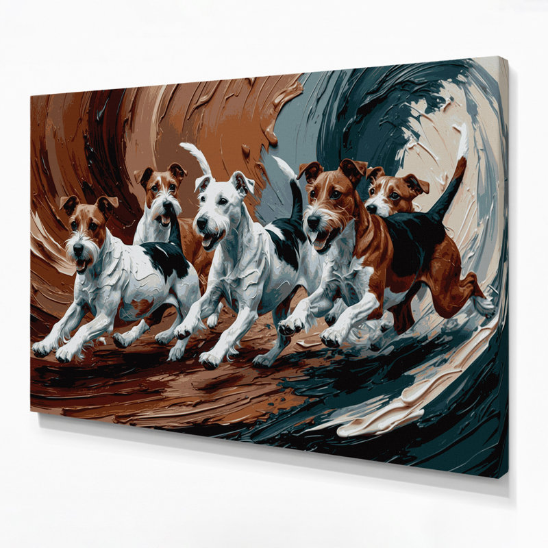 «Dogs Smooth Fox Terrier», art mural sur toile brune, H 12 po x l 18 po