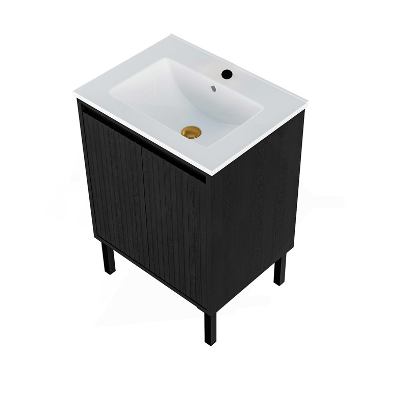 Meuble-lavabo 24 po sans lavabo, Noir mat, 24"