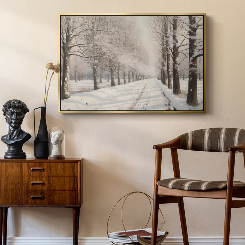 Paysage rétro-X III, Toile avec cadre flottant or, H 25 po x l 37 po x P 2 po