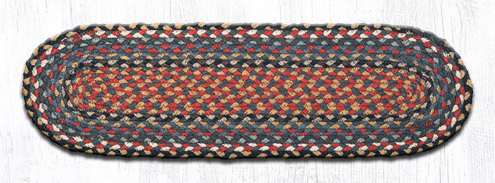  Tapis d'escalier ovale bourgogne / bleu / gris 27 po x 8,25 po, Oval