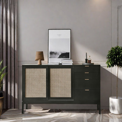 Light Luxury Solid Wood Rattan Accent Cabinet