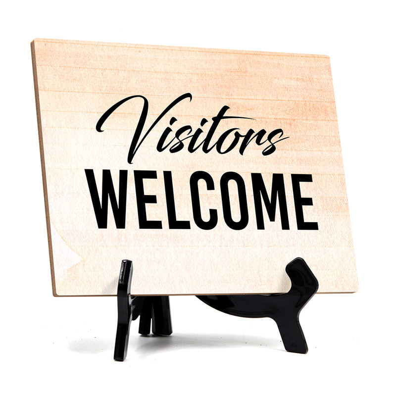Enseigne de table ou de comptoir visiteurs visiteurs avec support de chevalet, 6 po x 8 po