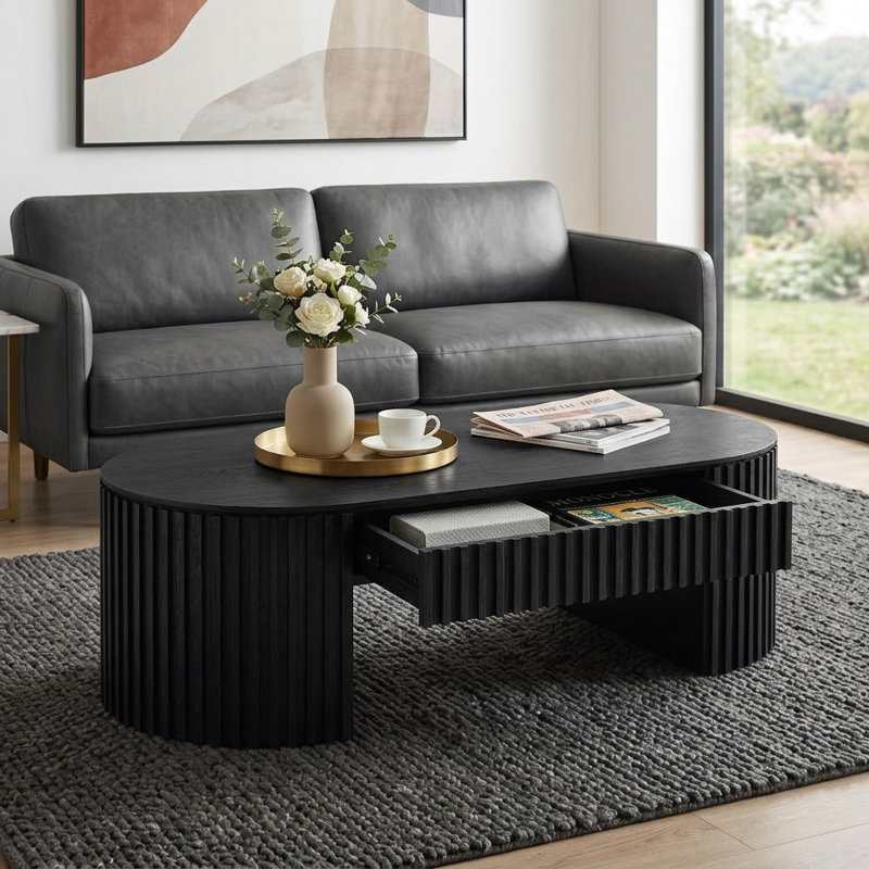 Table basse Mid Century, Noir