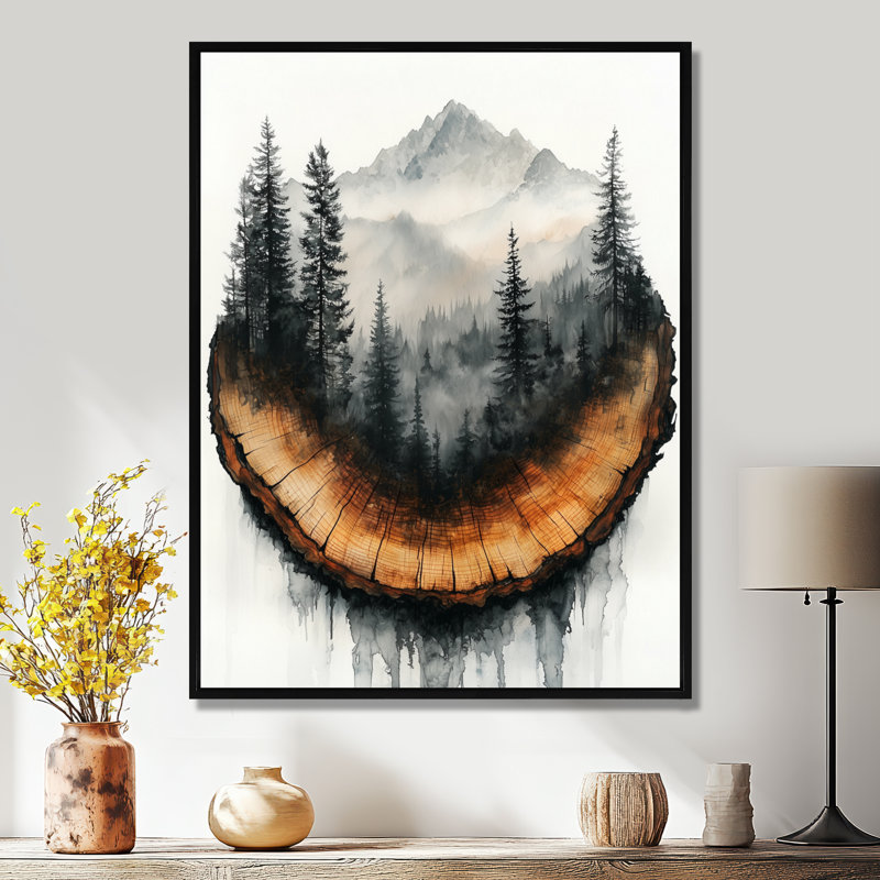 Springbrook White Pure Mountain Nature Landscape I - impressions sur toile, Noir, Reproduction encadrée sans passe-partout