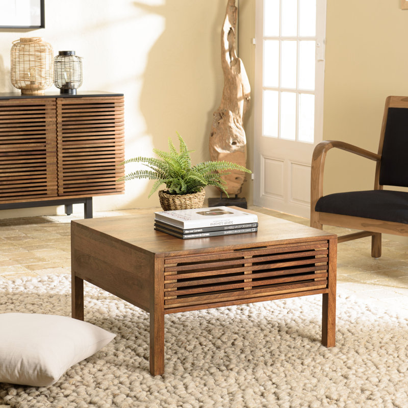 Ipina Solid Wood Four Leg Coffee Table with Storage