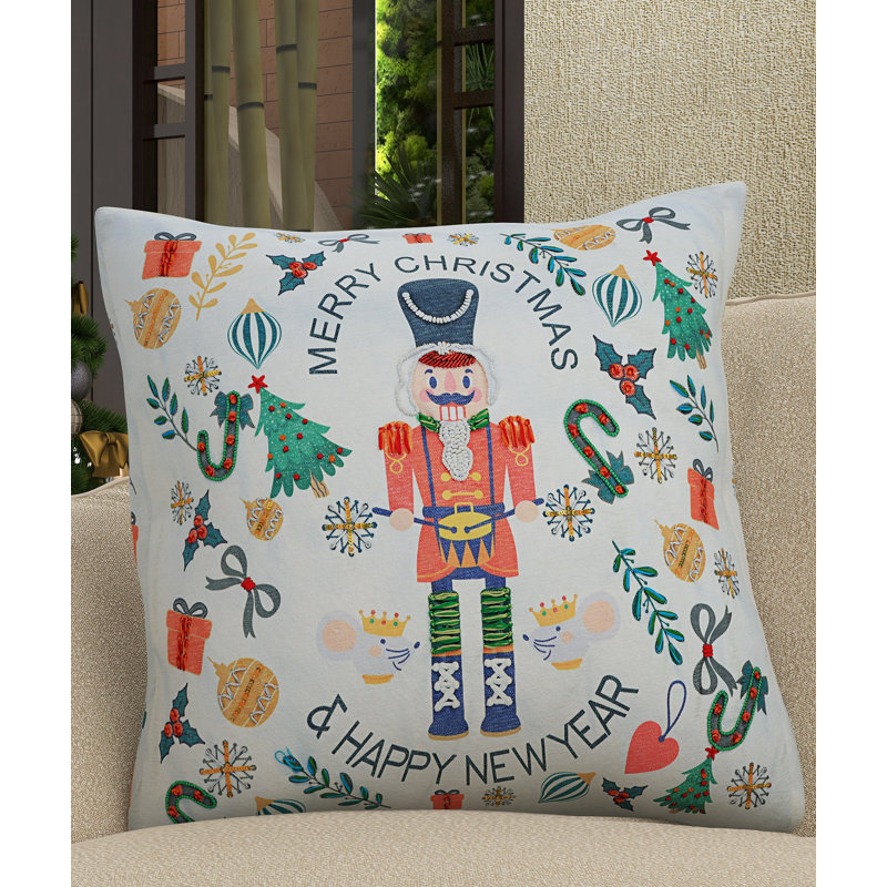 Coussin Vibhsa Merry Christmas 20x20, Carré 20 po, Noël blanc