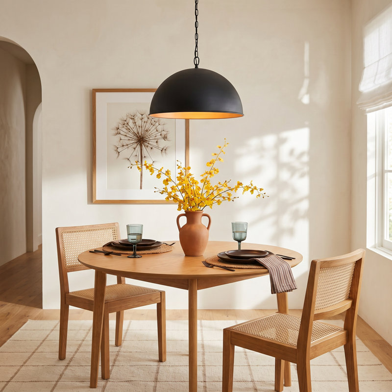 Najuma 1-Light Dimmable Dome Pendant, 12.75" H x 20" W x 20" D, Vintage Black