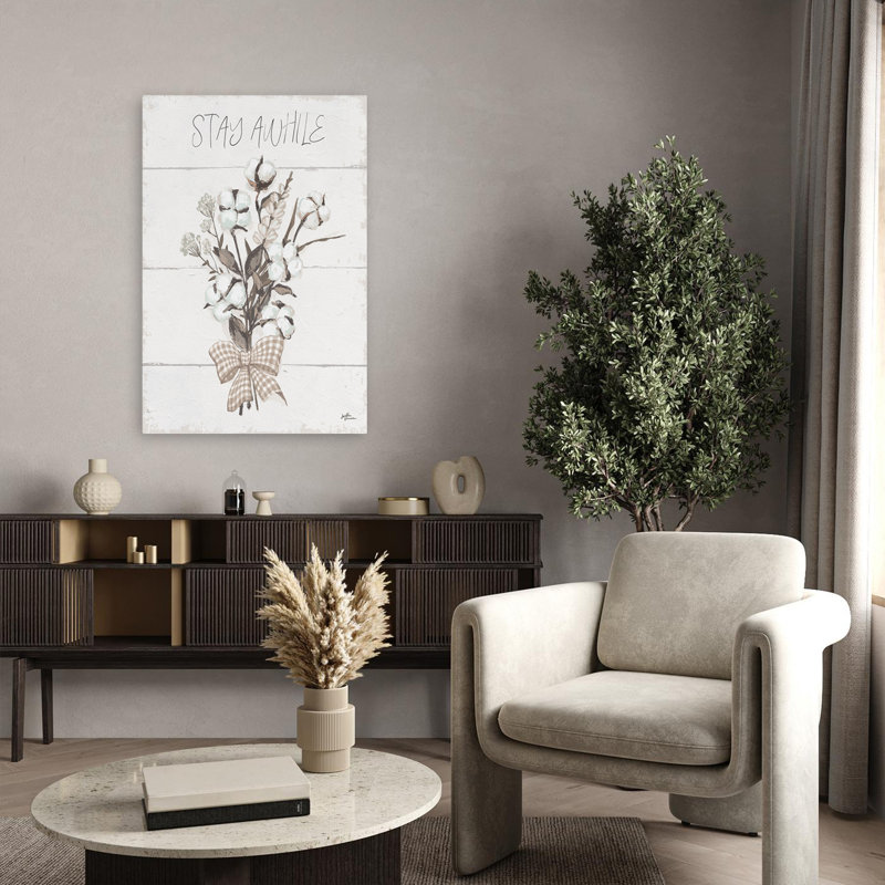 «Blessed III Neutral - Bouquets Bows», art floral de coton, H 36 po x l 24 po