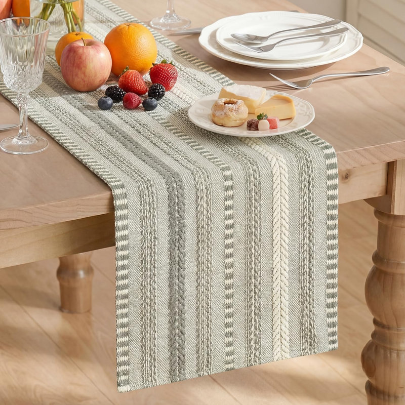 Grey Boho Vintage Table Runner 30x183 cm, Elegant Seasonal Holiday Kitchen Dining Holiday Birthday Table Decor for Home Party