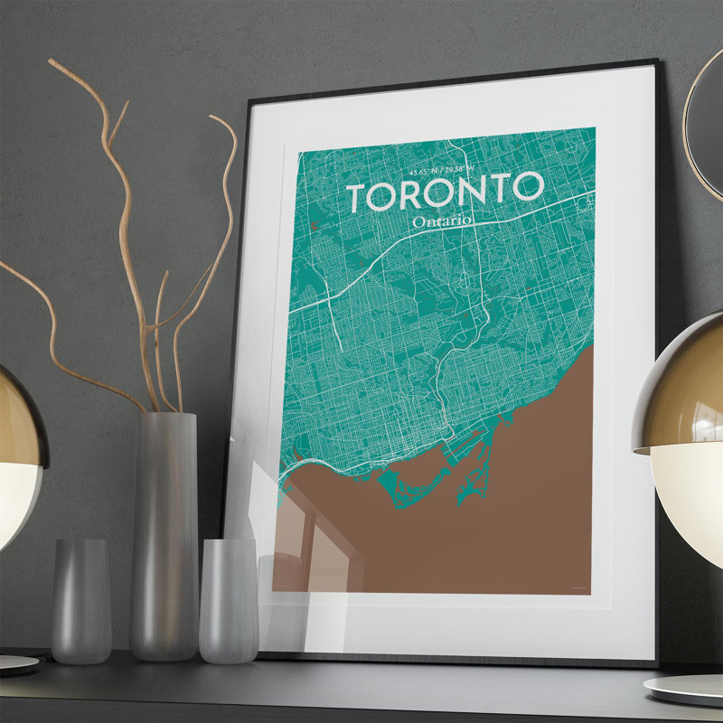 Toronto City Map in Nature 1 Piece Wall Art, 36cm H x 24cm W x 0.05cm D