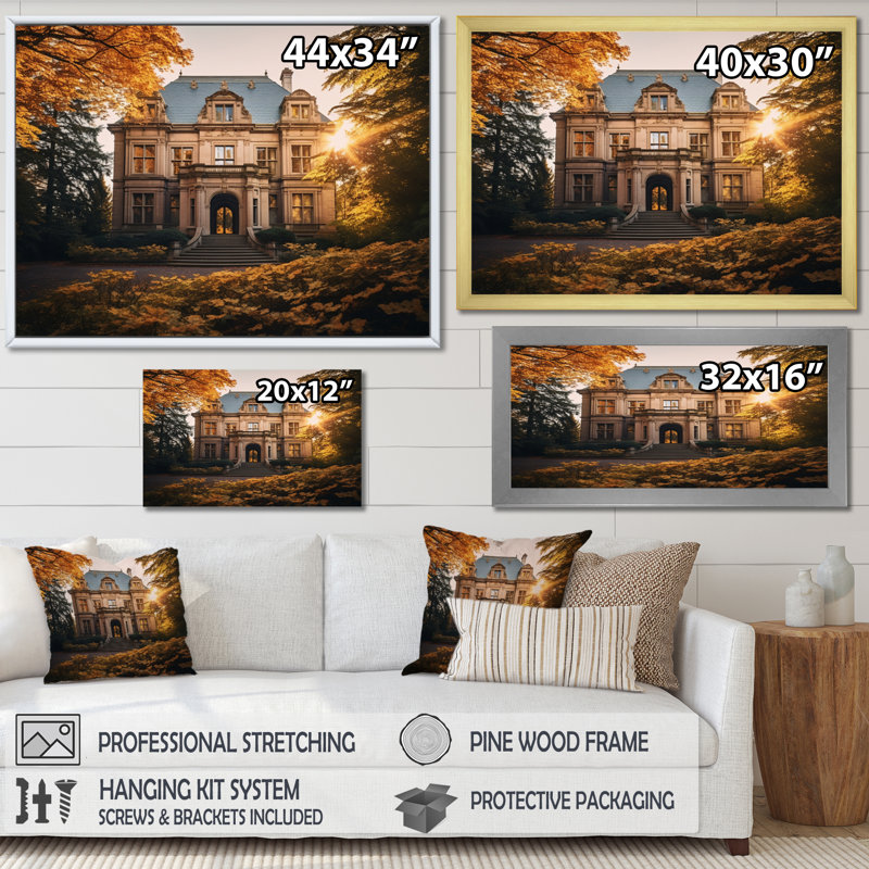 Décoration murale Oregon Pittock Mansion Sunrise II - Oregon, H 24 po x l 32 po x P 1 po, Cadre photo noir