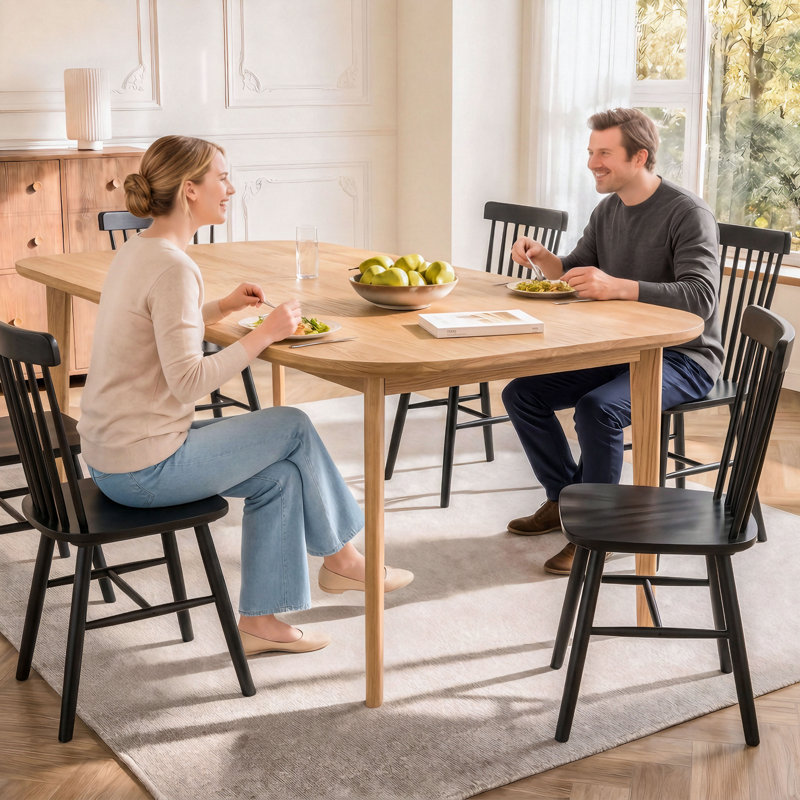 Chaise en bois massif (ensemble de 2, 2, Black