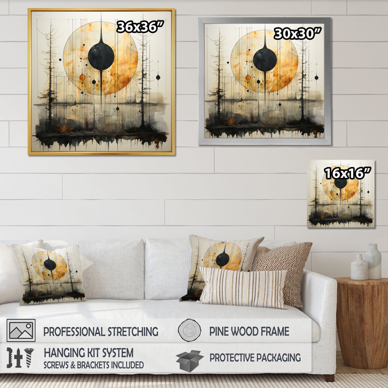 Full Moon Revelations Vintage Illustration - Abstract Landscape, Art mural, H 30 po x l 30 po x P 1 po