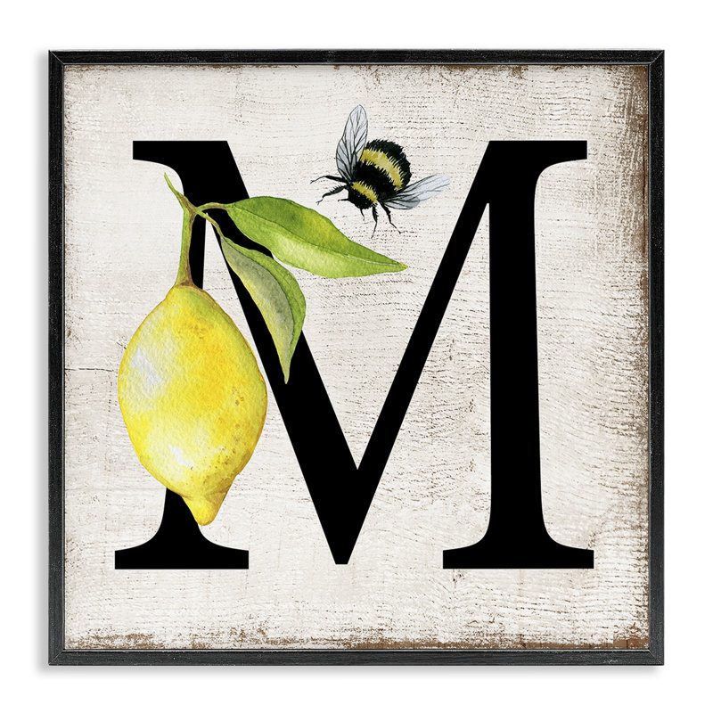  Giclée «Lemon & Bee M» par Creatif Belle, Giclée encadrée noir minuit, H 12 po x l 12 po