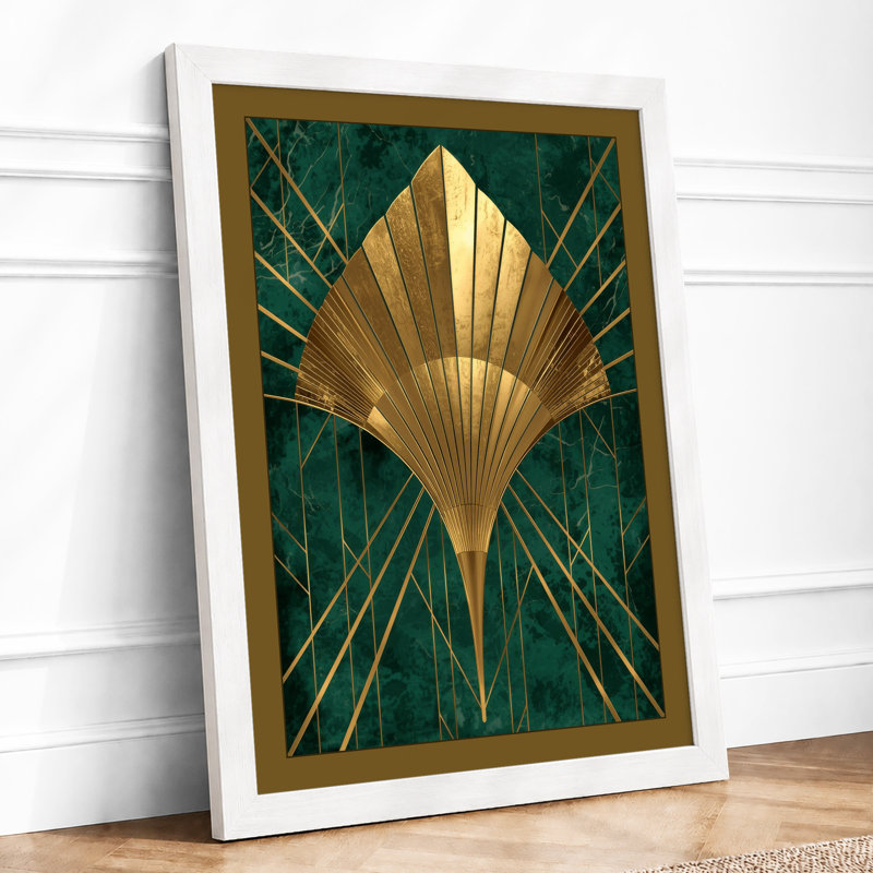 Golden Shell Art Deco - Framed Print, A4 - 29.7 x 21.0 cm, White