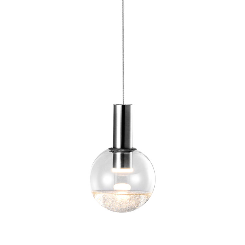 Sienna 5-in Integrated LED Height Adjustable ETL Certified Pendant Light with Globe Shade, Polished Chrome
