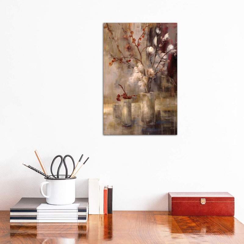«Silver Floral» par Simon Addyman - reproduction d'art, H 18 po x l 12 po x 1,5 po, Toile tendue