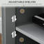 Meuble télé pour téléviseur de 58 po gris avec 4 portes en verre et une armoire de rangement réglable
